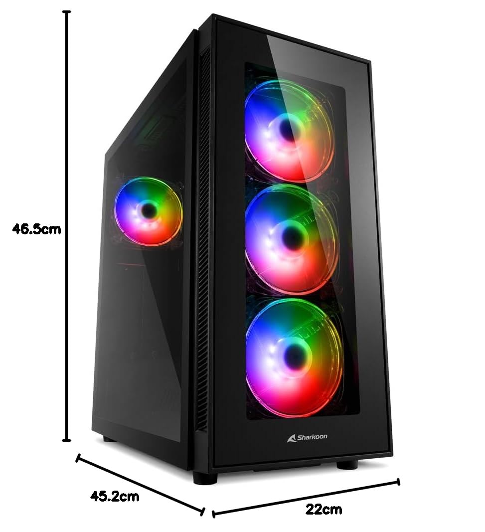 Sharkoon TG5 Pro RGB - Caja de Ordenador, PC Gaming, Semitorre ATX, Negro