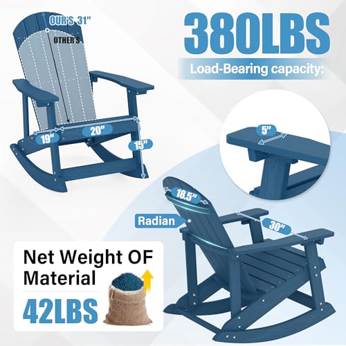 image for YEFU Outdoor Rocking Chair Set of 2,Adirondack Rocking Chair,Patio Roc