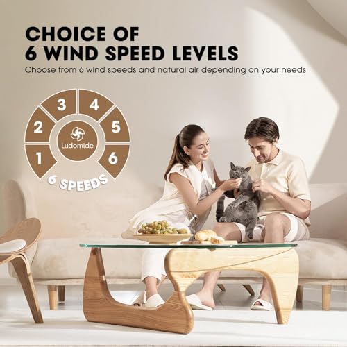 LUDOMIDE Ceiling Fans with Lights,42 Inch Low Profile Ceiling Fan with Wall Control and Remote Control,Dimmable,Flush Mount Ceiling Fan with Noiseless DC Reversible Motor for Bedroom Indoor Use thumbnail 4