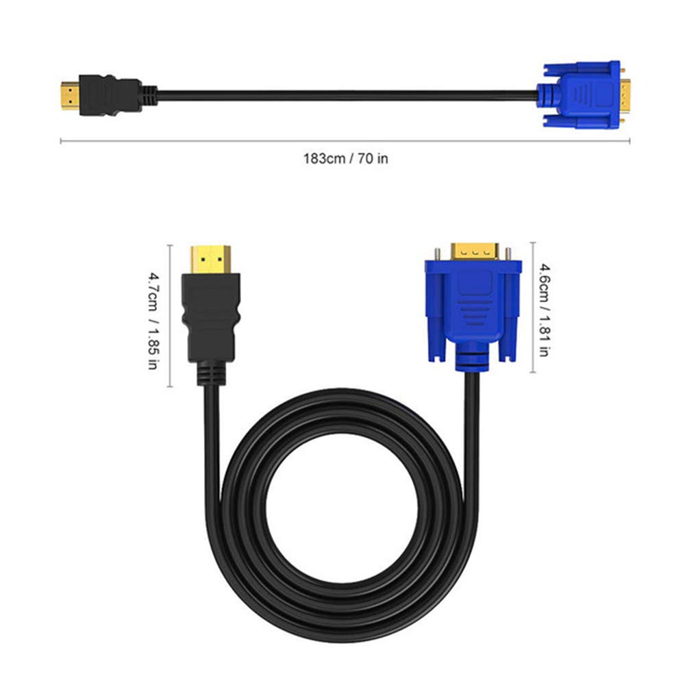 Free Shipping Offer MaxLLTo 6FT HDMI Gold Male To VGA HD-15 Male 15Pin Adapter Cable 1.8M 1080P - ONLY for PC/Laptops HDMI to Monitor VGA Connection