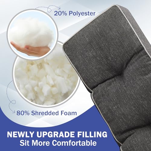 IPYNBAP Bench Cushion, 42 x 16 Inch Patio Furniture Cushions with Durable Ties, Soft Memory Foam Bench Cushions for Indoor/Outdoor Furniture with Non-Slip Bottom, Kitchen&Dining, Dark Grey - Thumbnail 2
