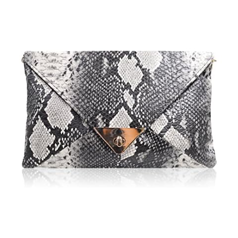 Millya Women's PU Leather Evening Bag Clutches Purse SnakeSkin Envelope Chain Shoulder Bag Cover