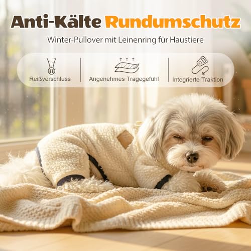 Winter-Overall-Mantel für Hunde, Hundemantel Winter mit Reißverschluss Hinten,Warme Hundejacke mit Fleecefutter für kleine mittlere Hunde (Marineblau, L(8.8-13.2Lbs))