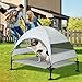 Snagle Paw Hundeliege mit Dach,Erhöhtes Hundebett mit Stabile Anti Rutsch Füße,Breiterer Schatten Hundeliege Outdoor,Wasserfest Hundebett mit Dach Grosse Hunde Camping Indoor & Outdoor