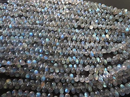 Labradorite naturelle 6x4 mm fil de perles gouttes pour collier