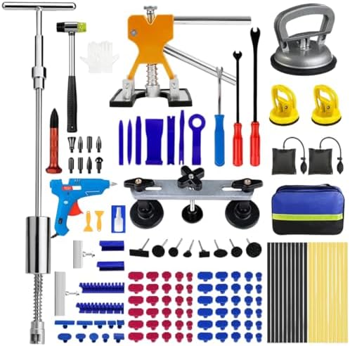 HiNADA 139Pcs Auto Dellen Reparaturset, Auto Reparatur Ausbeulwerkzeug Lackfreies Dent Reparatur Puller Kit PDR Werkzeugset für Hagelschaden, Karosserie & Beulenentfernung