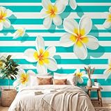 Carta da parati fotografica in tessuto non tessuto, motivo piante tropicali, frangipani, effetto 3D, inodore, per camera da letto, cameretta dei bambini, sfondo TV, 100 x 70 cm
