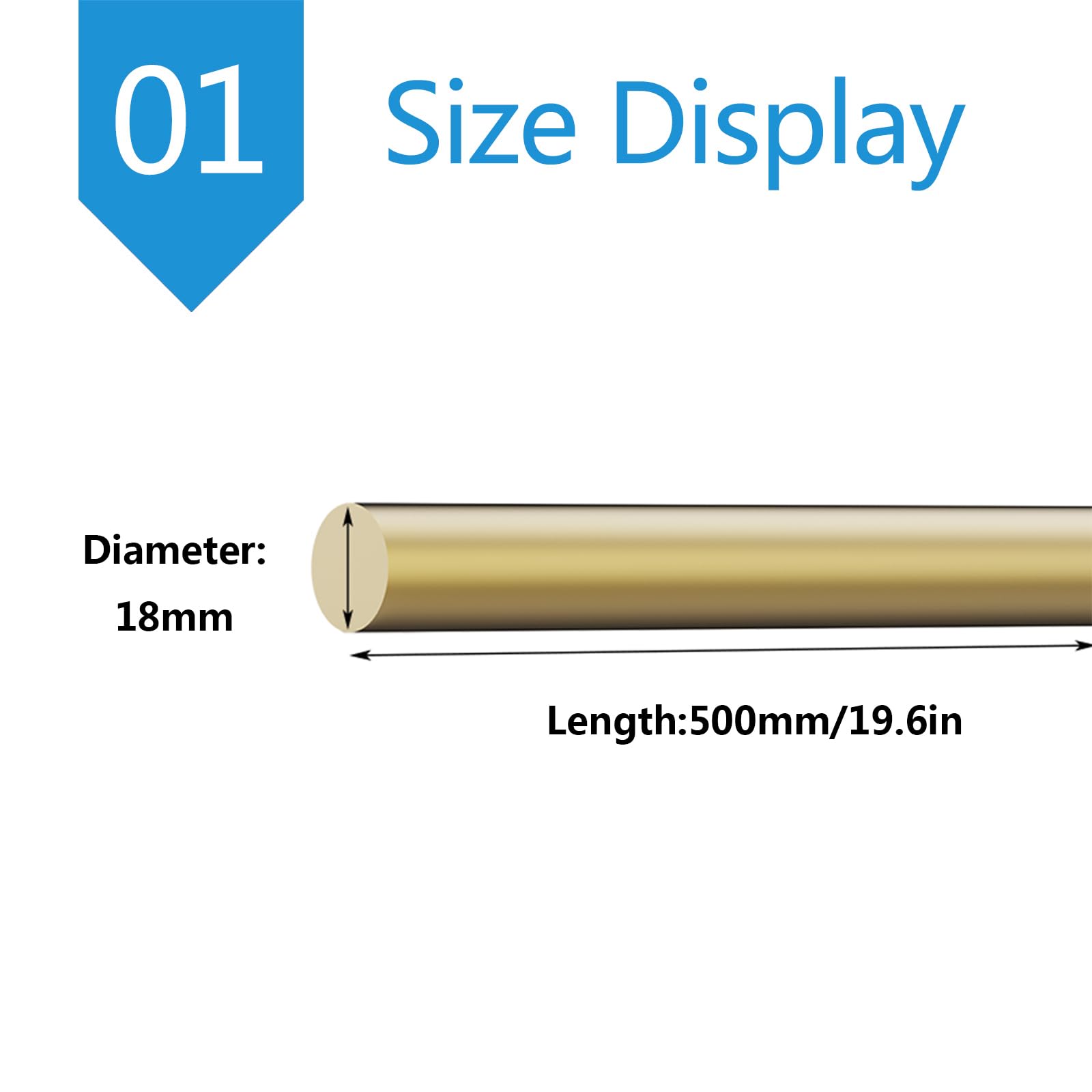 Barra tonda in ottone H62 12-18 mm x 500 mm(Width:18mm)