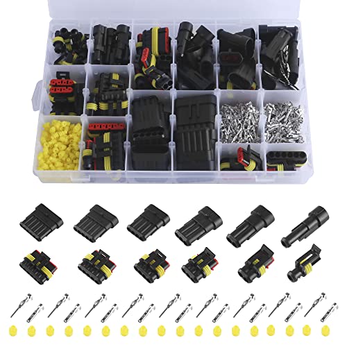 MUYI 763PCS Waterproof Wire Connectors 1/2/3/4/5/6 Pin Wire Connectors Kit Male & Female Electrical Connectors with Key Pin Extractor