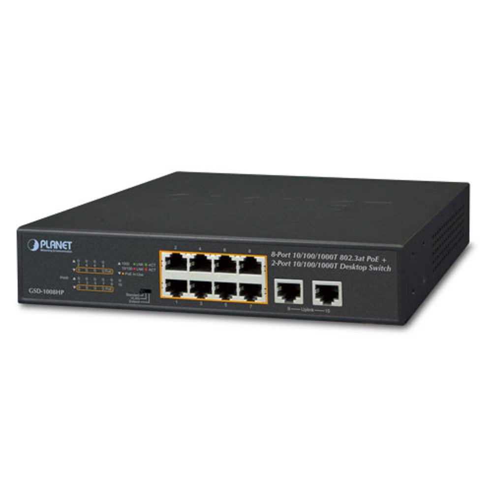 Amazon.com: GSD-1008HP 8-Port 10/100/1000T 802.3at PoE + 2-Port 10