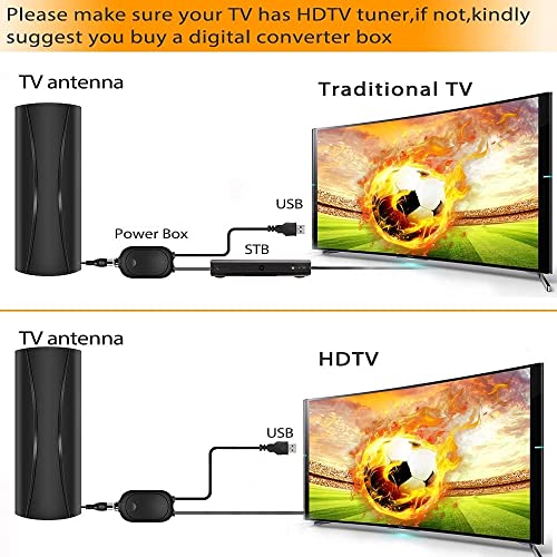 560 Miles High Gain Tv Antenna，Amplified Digital Hd Antenna For Tv Indoor Outdoor, Tv Antenna For Smart Tv & Older Tvs With Signal Booster, Support 8K 4K 1080P Fire Tv Stick - 36Ft Coax Cable #TOP3