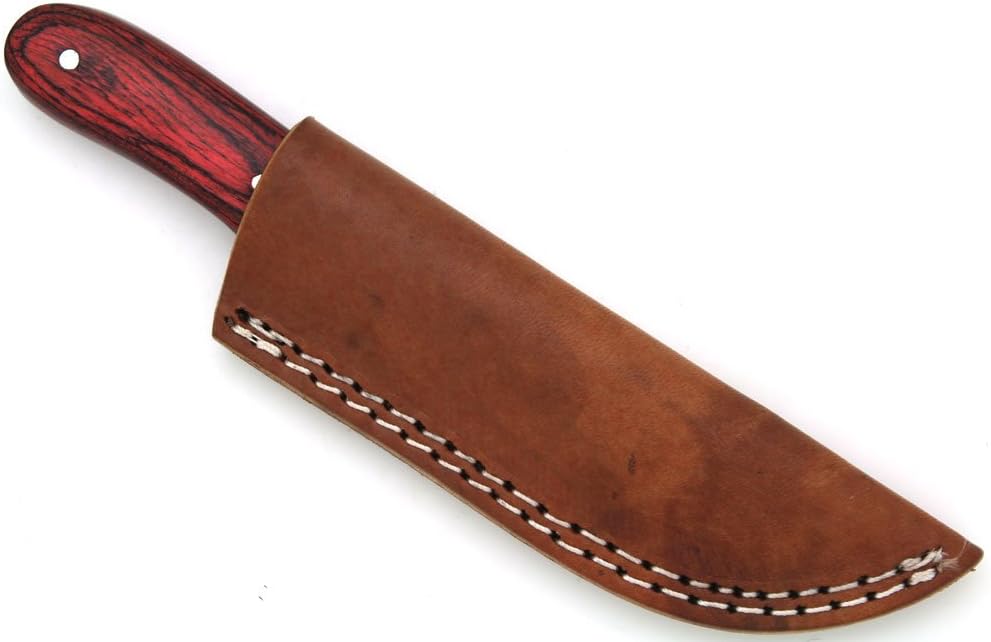 Wild Turkey Handmade Full Tang Real File Hunting Knife w/Leather Sheath Outdoors Hunting Camping Fishing Outdoors (SM-25)
