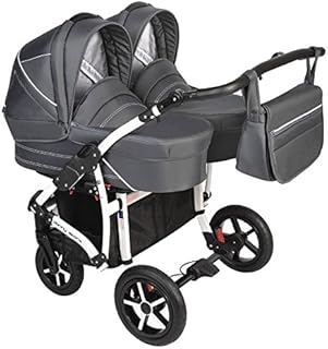 Zwillingskinderwagen Kombikinderwagen Buggy DANNY SPORT 5 TWIN 2 in 1 DS5 T (21-KB dunkel grau)