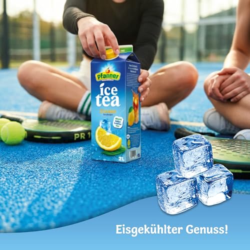Pfanner Eistee Zitrone – 1 x 2 l Tetra Pak- direkt aufgebrühter Tee mit Limetten- und Zitronensaft – Ice Tea Karton 3