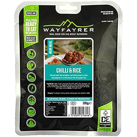 Wayfayrer Chilli & Rice 300g Ready to Eat, Hot or Cold, Meal Pouch Recommended for Duke of Edinburgh's Award Expeditions, Camping, Hiking, Fishing and Outdoor Adventures Cover