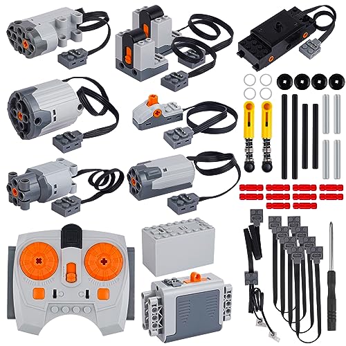 40pcs Power Function Motor Set for Lego Technic - Unleash Creativity with M, L, XL, Servo, Train Motors, Remote Control, Battery Boxes, Receivers, Light Cable, Switch, Extension Wires