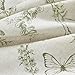 Lazzzy Charlotte Green Floral Curtains 84 Inch Length Linen Farmhouse Curtain Back Tab Drapes for Living Room Bedroom Light Filtering Vintage Rod Pocket Curtains, 2 Panels, Green on Beige