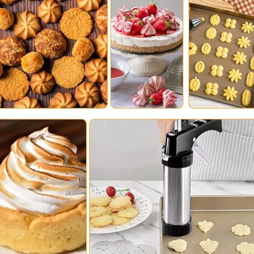 Kit de prensa de galletas de acero inoxidable con 13 moldes de galletas y 8 puntas de glaseado para hacer galletas y decoración
