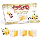 Hazer Baba Turkish Delight Candy, Vanilla Flavored, 16oz (Pack of 1), Gourmet Snack Box, Traditional, Vegan Snack, Turkish Lokum, Unique Sweets, Loukumi, Delicias Turcas, Halal, Kosher