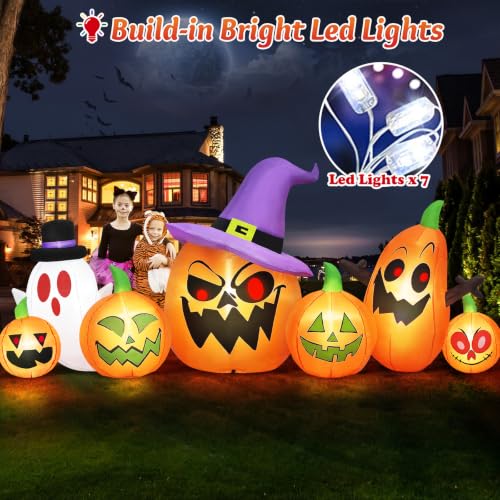 Image of Danxilu 8FT Long Halloween Inflatables Spooky Pumpkin Outdoor Decoration