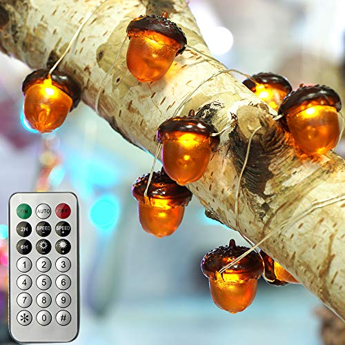 Kaisnova 3D Acorn Fall Decor Harvest String Lights Battery Powered With Remote And Timer 10Ft 30 Leds Thanksgiving Decorations Lights For Home Party Autumn Christmas Tree Lights #TOP1