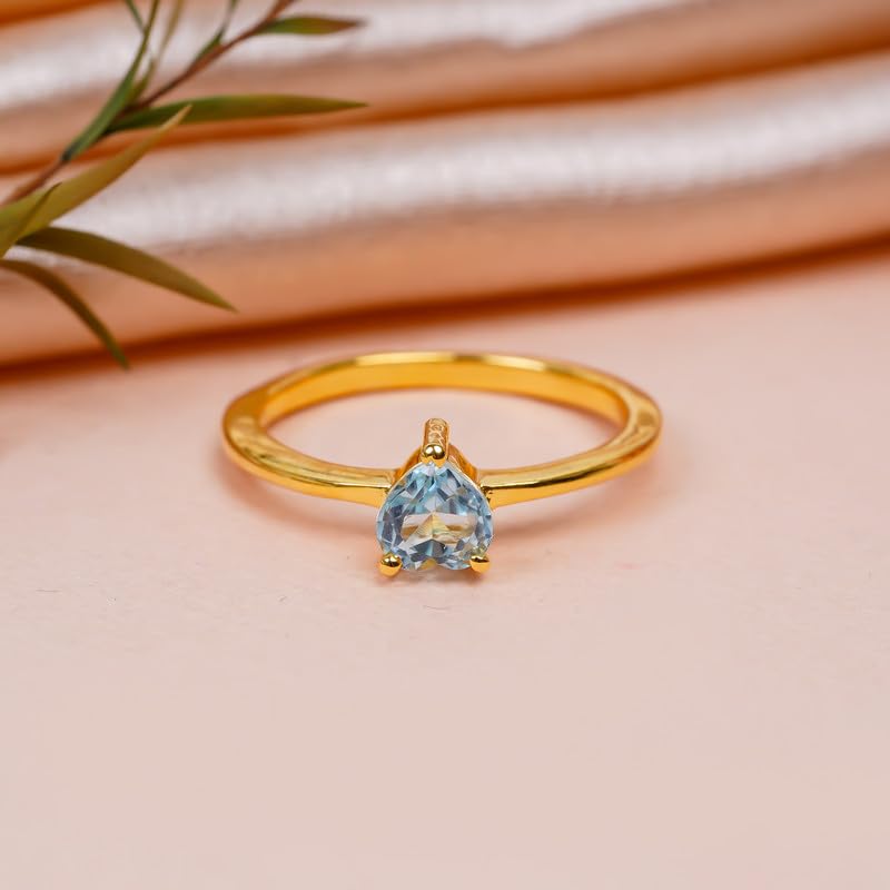 Bague topaze bleu ciel pierre précieuse cadeau classique taille 13.5 - 2