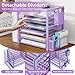 Simple Trending 6 Tier Desk File Organizer, Paper Letter Tray Organizer with File Holder and Pen Container, Purple