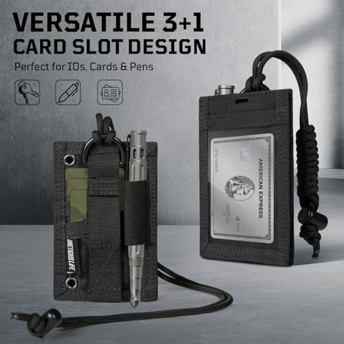Image of OneTigris Tactical ID Card Badge Holder with Lanyard & Detachable Hook Loop