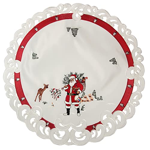 HanaQi Weihnachtsmann in Winterlandschaft Stickerei Tischdeckchen 60...