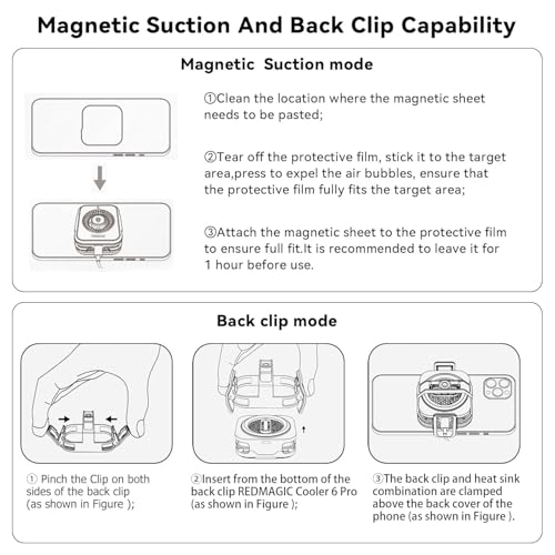 Image of Cubonic Red Magic Nubia 6 Pro Magnetic Cell Phone Cooler with Mobile Holding Clip, RGB App Controlled 30W Portable Lightweight, Radiator for Phone /Tablet (Silver) (RedMagic Cooler 6 Pro with Clip)