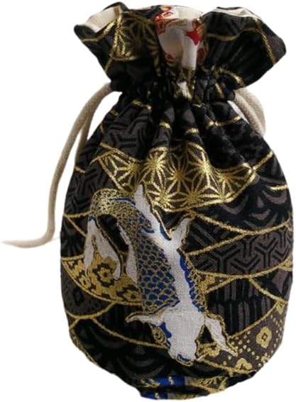 Round Bottom Jewelry Pouch Small Cotton Cloth Drawstring Jewellery Gift Pouches Printed Packaging Jewelry Storage Bags (W 3.15 x H 5.51 Inches, Blue (xiangyun))