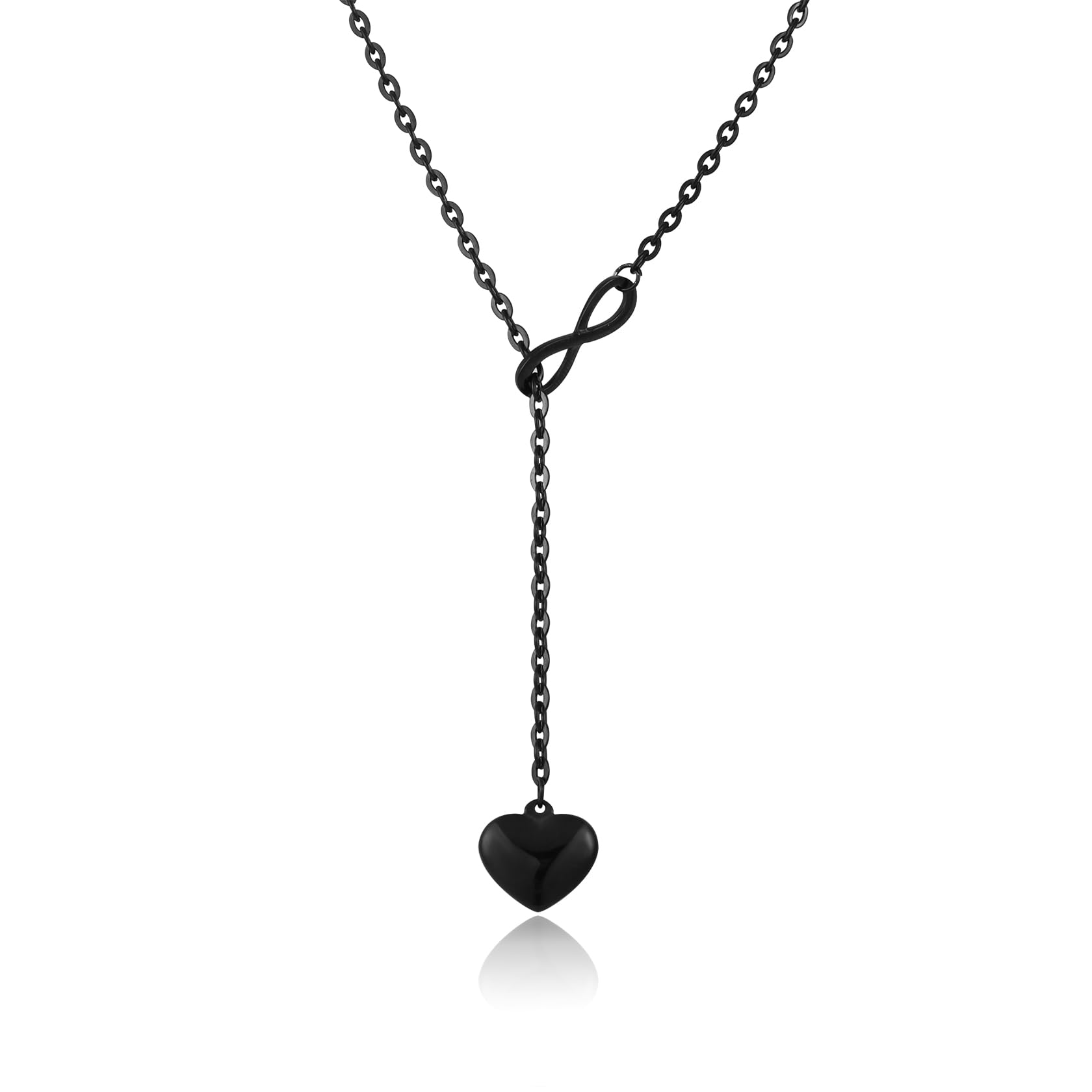 MILAKOO Halsketting met roestvrij staal hanger voor vrouwen hart bedels schakelketting 58,4 cm lengte karabijnsluiting, Roestvrij staal, Geen edelsteen