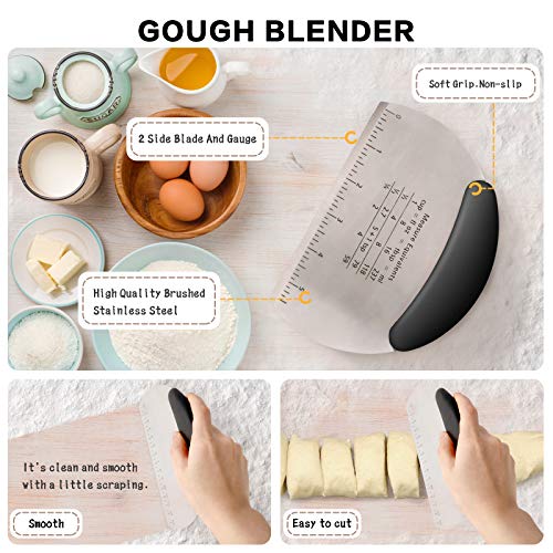 SYOSIN Pastry Cutter Set,5 Pack of Pastry Cutter,Biscuit Cutters set,Dough Scraper and Silicone Baking Mat,Stainless Steel Dough Cutter Scraper Blender Set for cooking cookies and donuts - Thumbnail 6
