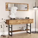 Vep Home - Aparador con Espejo Yurupa ML24 - Diseño Moderno y Funcional - Color Pino Natural - Medidas 139x43x75 cm - Funda con Espejo Incluida - Fácil Montaje