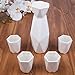 Deco 5 Piece Traditional Porcelain Japanese Sake Set, White- 1 Tokkuri Bottle (18 oz) & 4 Ochko Cups- Unique Modern Design for Tea & Drinkware- Great for Weddings, Housewarmings or Xmas Holiday Gift