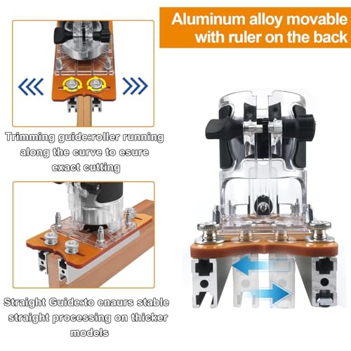 Precisie houtfreesvoet set, 2-in-1 compact en draagbaar, bovenfrees accessoire, kantenfrees, dominofrees, aluminiumlegering, voor 64-65 mm bovenfrees - Afbeelding 6