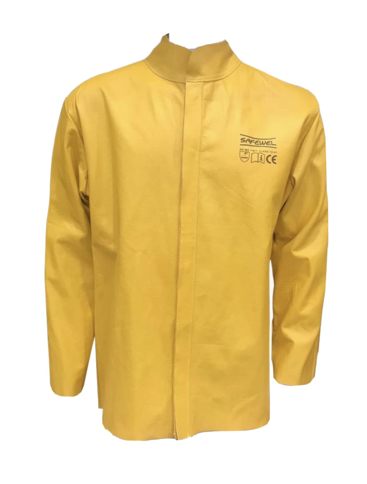 SafwelPremium Gold Leather Hide Grain Welding Jacket Cow Split Heat Resistant Spatter Welders Sleeved Coat PPE