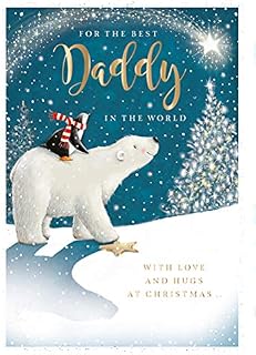 Daddy Christmas Card from Ling Design - Magical Christmas, Polar Bear & Penguin - Foil Finish