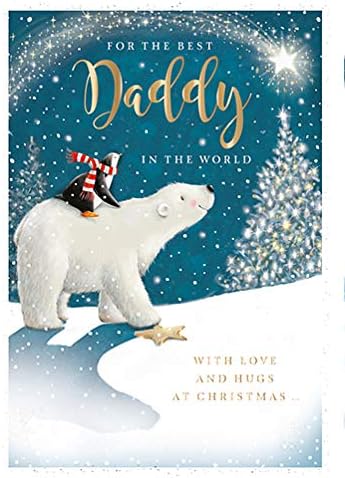 Daddy Christmas Card from Ling Design - Magical Christmas, Polar Bear & Penguin - Foil Finish