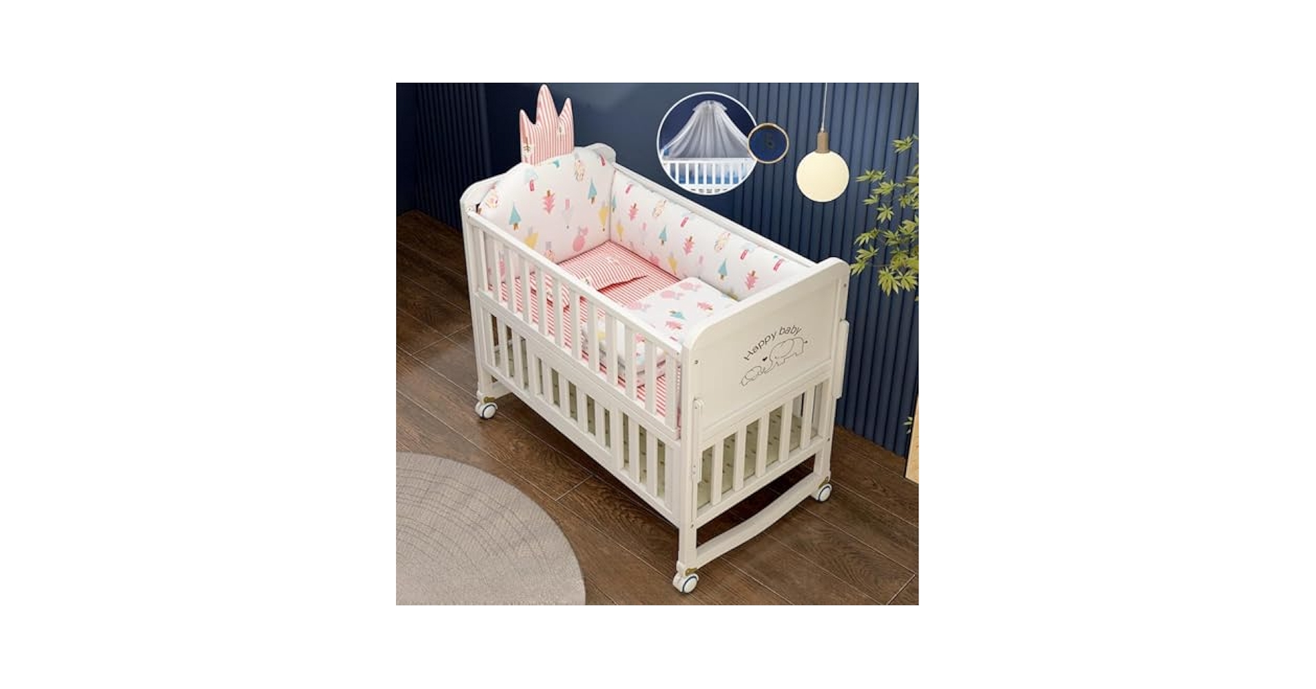 サワベビー ベビーベッド ナチュレ N型 No.2 ハイタイプ 日本製 ステラ 澤田工業 標準サイズベビーベッド【レンタル｜小物置き