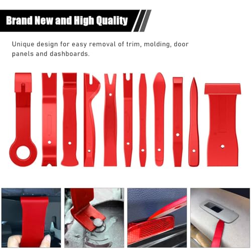 Image of 19PCS Trim Removal Tool Set, Car Panel Door Audio Trim Removal Tool Kit, Plastic Pry Tool Kit for Car Panel Dash Door Audio with Storage Bag, Universal Car Accessories (Red)