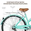 WEIZE Beach Cruiser Bike, 26 inch Commuter Bicycle for Adult Men and Women, 7-Speed/High-Carbon Steel/Front & Rear Fenders, Comfortable City Bikes with Rear Rack&Basket, Ergonomic Upright Design,Teal #5