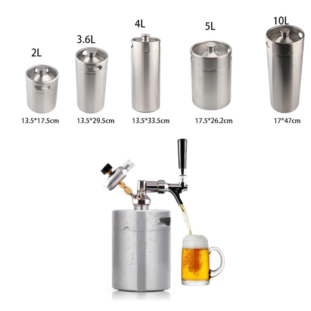 CKSEKD 1 Pz in Acciaio Inox 2L 3.6L 4L 5L Mini Barile di Birra Growler Commestibile Barile di Birra Acciaio La Scelta Migliore for La Birra Fatta in Casa Barile (Size : 5L 17.5x29.5cm)