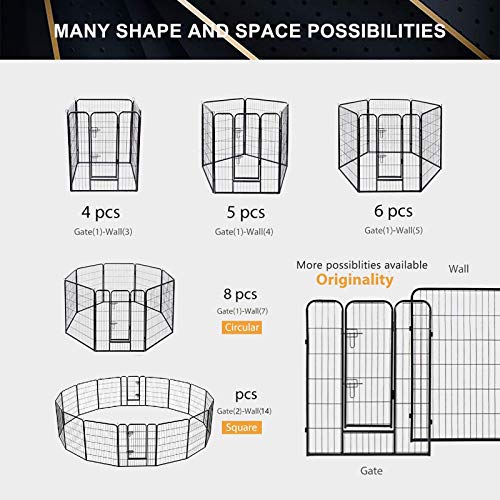 SUNCOO Dog Pen, Heavy Duty Folding Large Metal Dog Fence, Cat Puppy Rabbit Pet Exercise Playpen, Indoor Outdoor 16 Panels 40 Inches Portable Anti-Rust Yard Pet Pen Crate Cage Barrier Kennels - Thumbnail 7