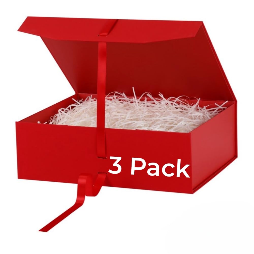 GoooodGift Extra Large Gift Box Red 3 Pack 16x14x5.3 inch Luxury Gift Box for Presents with Magnetic Closure Lid Collapsible,Birthday,Christmas,Wedding,Contains Shredded Paper Filler — image 1