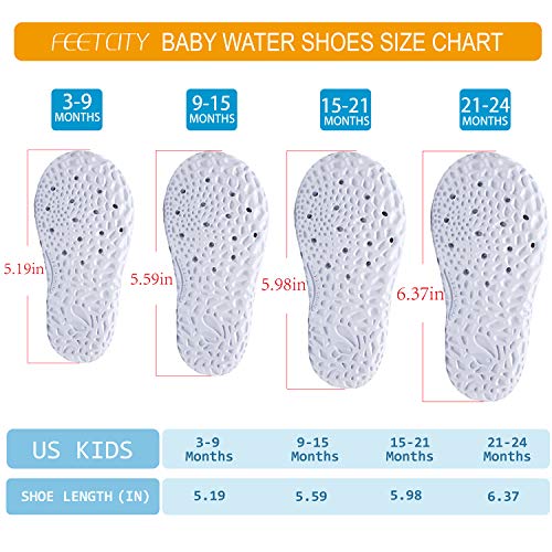 Image of FEETCITY Quick Drying Water Shoes for Baby Boys and Girls Beach Water Sports Lightweight Slip On Walking Shoes Black 12-18 Months Infant