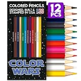 PunLabs Color Wars Colored Pencil Set for Adults - 12 Color Wars-Inspired Parody Pencils with Foil-Stamped Names, Soft Core Colored Pencils for Drawing - An Ideal Color Wars Fan Gift