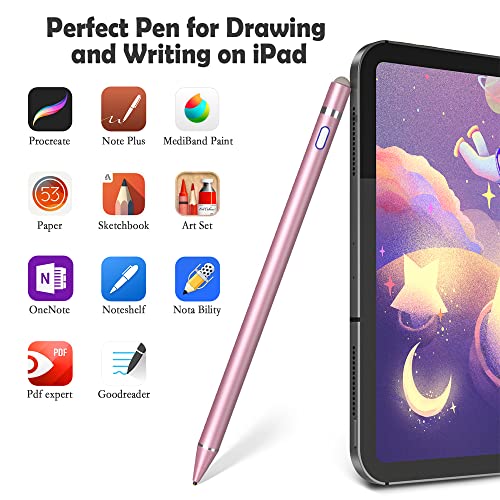 Image of Active Stylus Pen for Touch Screens,Dual Pen Tips for iOS & Android Drawing & Writing,High Precise Digital Pencil for Apple iPhone 17 /16 /15 /14 /13, iPad Air /Pro /Mini,Phone /Tablet /Sam-sung /Kin-dle- Pink