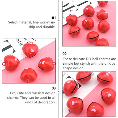 Nuobesty Jingle Bells Craft Bells Heart Shaped Christmas Bells Ornaments Metal Sleigh Bells For Diy Bag Wedding Wreath Jewelry Fireplace Charms Front Door Window Red 6Pcs #TOP2