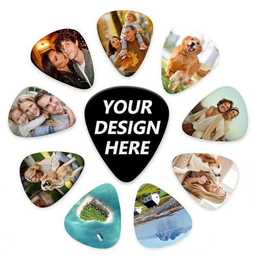Custom Guitar Picks 6 Pack Personalized Photo Text Logo 4 Thicknesses